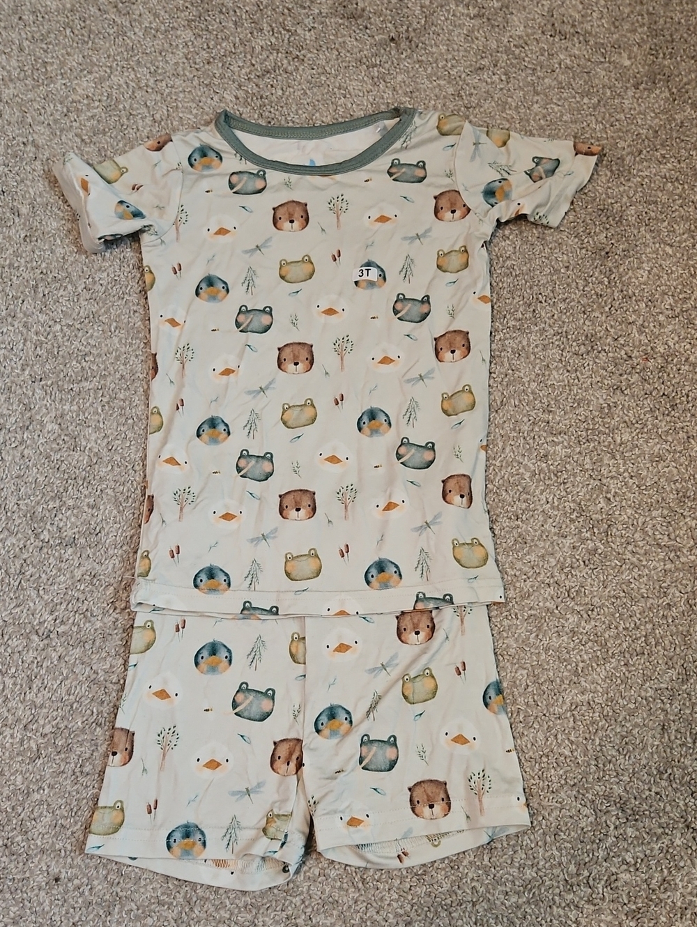 Little One Shop 3T Pond Bamboo Short Pajama Set NWOT Frogs Ducks